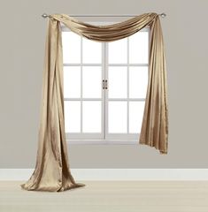 an open window with curtains hanging from it's sides and the curtain pulled back