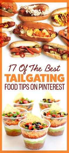 the cover of 17 of the best tailgating food tips on pinterest