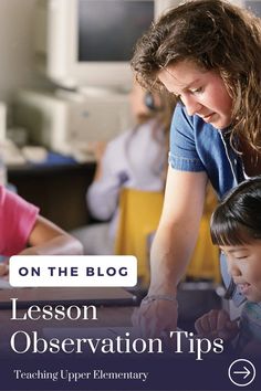 a woman teaching children how to use an ipad on the table with text overlay