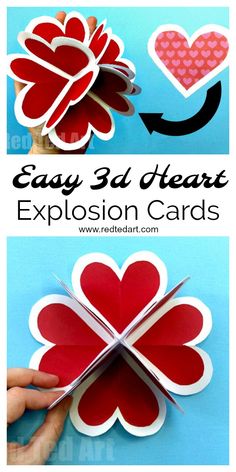 the instructions to make an easy 3d heart card for valentine's day