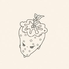 a drawing of a strawberry with stars on it