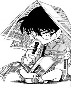 an anime character sitting on the ground with a microphone in his hand and holding a book