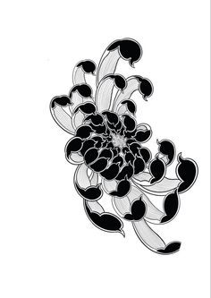 a black and white drawing of a flower