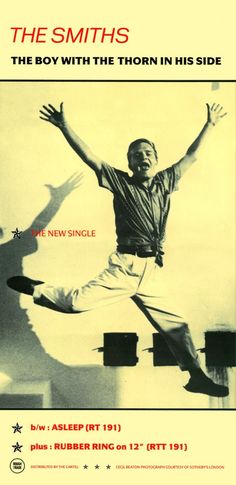 an advertisement for the smiths featuring a man jumping in the air with his arms outstretched