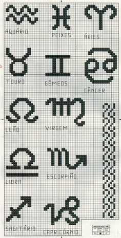 the cross stitch pattern for zodiac symbols