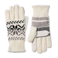 Featuring a cute and classic snowflake pattern, these isotoner gloves are a cozy must-have this season. How do you accessorize? Check out our ACCESSORIES GUIDE for essential tips to elevate your style with must-have accessories.PRODUCT FEATURES smarTouch technology is touchscreen compatible Gloves keep their shape for everyday wear Knit snowflake pattern Palm patches provide extra gripFIT & SIZING One size fits mostCONSTRUCTION & CARE Rayon, acrylic Hand wash Imported Color: Ewe. Gender: female. Knit Snowflake Pattern, Knit Snowflake, Accessories Guide, Snowflake Pattern, Baby It's Cold Outside, Baby Cold, It's Cold Outside, It's Cold, Cold Outside