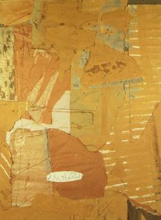 an abstract painting with yellow and brown colors