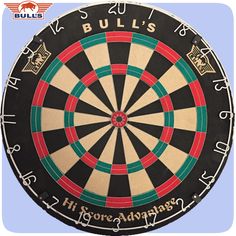 a dart board with bulls written on it