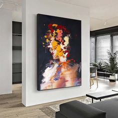 Modern Abstract Woman Painting Colorful Female Wall Art Framed Large Abstract Portrait Canvas Art Painting Banana, People Paintings, Abstract People, Face Artwork, Colorful Home Decor, Portrait Oil Painting, Summer Painting, Color Abstract, Colorful Home