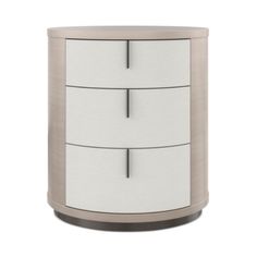 a white and grey cabinet with three drawers