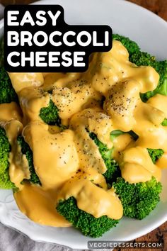 Plate of broccoli cheese sauce. Broccoli And Cheese Recipes Easy, Velveeta Cheese Sauce For Broccoli, Brocolli Cheese Sauce, Velveta Cheese Recipes, Broccoli In Cheese Sauce