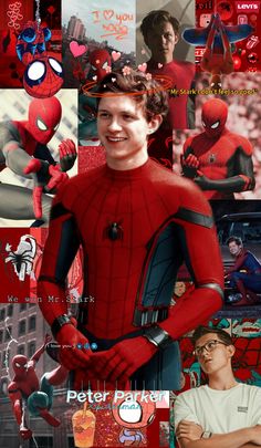 a collage of spider - man and other characters from the animated movie, which is being