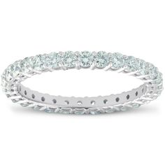 a white gold ring with rows of round cut diamonds