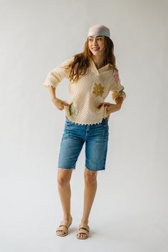 Get ready to bloom in the Gorham Knit Floral Sweater! Made with a cozy oatmeal knit, this sweater features a beautiful floral design that will brighten up any outfit. With its playful and comfortable style, it's perfect for adding some fun to your wardrobe. Details self/lining: 100% polyester Fabric Care Guide Here Sizing & Fit Measurements are approximate and taken while laying flat across the front. Not doubled. small: bust = 20.5"; length = 24" medium: bust = 21.5"; length = 25" large: bust = Cream Pointelle Knit Spring Cardigan, Spring Textured Knit Sweater In Relaxed Fit, Soft Knit Relaxed Fit Sweater For Spring, Cream Open Knit Cotton Sweater, Cream Cotton Open Knit Sweater, Cozy Cotton Sweater For Spring, Fall Open Knit Cotton Crochet Top, Cozy Cotton Pointelle Knit Sweater, Cream Cotton Crochet Top