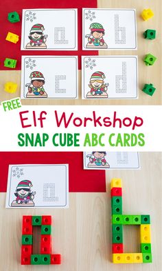 the free elf workshop snap cube abcc cards are perfect for kids to practice letter recognition