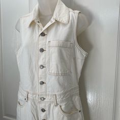 New Wtag-Levi’s Cream Denim Button Crop Jumpsuit S Short Sleeve Denim Jumpsuit, Levis Women Jeans, Baggy Jumpsuit, Cargo Jumpsuit, Vintage Overalls, Retro Pants, Loose Jumpsuit, Cropped Jumpsuit, Denim Romper