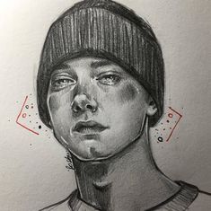 a drawing of a person wearing a beanie