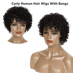 Big Head Friendly: Every Wig Has Two Elastic Velcro Straps And 8 Rings On The Back, Use Them To Adjust Your Wig For Ultimate Comfort. No Glue Needed, Just Put It On And Make A Natural Looking. Wig Style : Short Curly Human Hair Wig, 150% Density Short Culry Wigs, Easy To Wear And Maintains Curls Well. Pixie Cuts Black Women, Short Curly Human Hair Wigs, Blonde Highlights Bob, Black Pixie Cut, Pixie Cut Short, Black Pixie, Hairstyles Wigs, Curly Human Hair Wigs, Raquel Welch Wigs