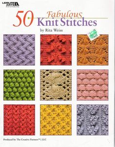 the book is about knitting and crochet, with pictures of different patterns on it