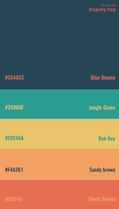 the color chart for different colors and font