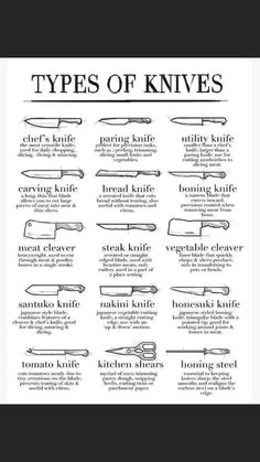 the types of knives that are used in cooking and other things to make them look like they