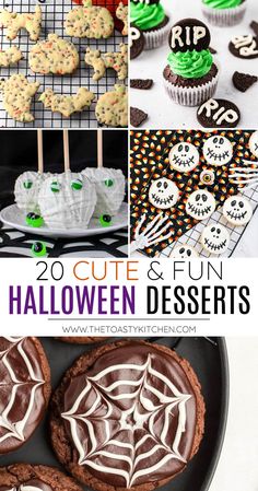 halloween desserts and treats are featured in this collage