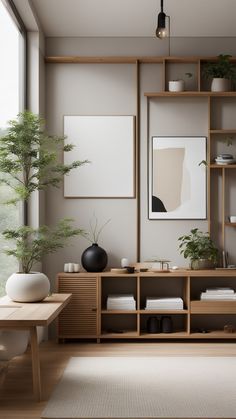 a living room filled with furniture and plants