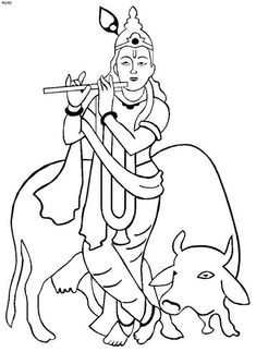 Krishna Coloring Pages, Holi Painting, Cow Drawing, Krishna Drawing, Dancing Drawings, Easy Love Drawings, Krishna Janmashtami, Pooja Room, Krishna Painting