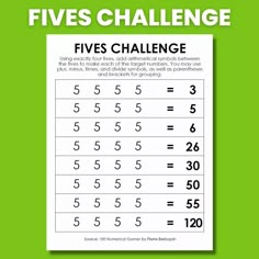 the five times challenge for kids to learn how to solve numbers with this printable worksheet