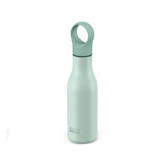 thermos bottle in mint green is shown on a white background