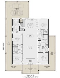 the floor plan for a home with two car garages and an attached living area