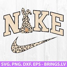 the word nike with a cheetah on it in leopard print, and an image of