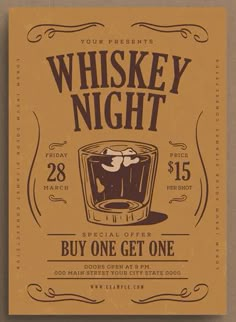 a flyer for a whiskey night