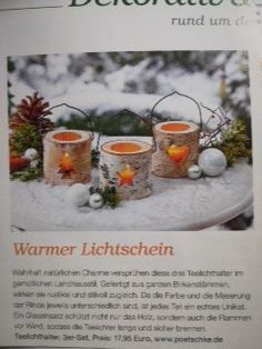 an article in the german magazine decorature featuring candles and decorations on a table