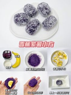 there are many different types of food on the plate and one is purple in color