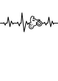 a drawing of a person on a motorcycle with a heart beat line in the background