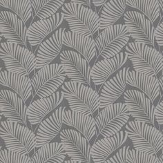 a grey and white wallpaper with leaves on the back ground, in shades of gray