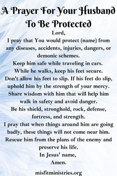 a prayer for your husband to be protected