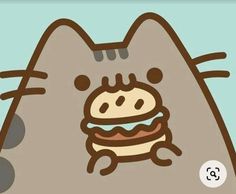 a cartoon cat with a hamburger in its mouth