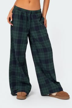 PRODUCT INFO Loungewear pants Wide leg Adjustable tie waistband Plaid patterned fabric Cotton, Polyester Model wears size S Model height is 5'8 Item care: Wash with similar color Loose Wide Leg Pants, Wide Leg Lounge Pants, Women Y2k, Style Wide Leg Pants, Pj Pants, Women Pants, Plaid Pants, Vintage Casual, Casual Trousers