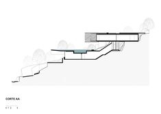 an architectural drawing of a staircase with trees in the background