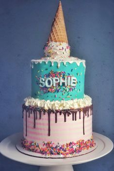 a birthday cake with ice cream and sprinkles