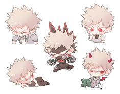 four different poses of an anime character with white hair and red eyes, sitting on the ground