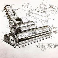 a drawing of a machine that is on top of a piece of paper with the words dyson written below it