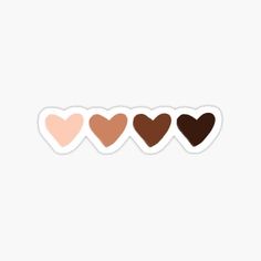 five hearts in different colors on a white background sticker with the word love written below it