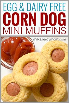 egg and dairy free corn dog mini muffins with ketchup