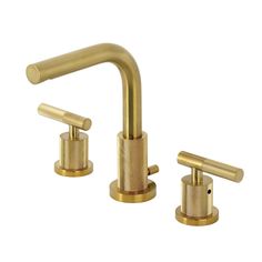 two brass faucets with handles on each side