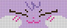 a cross stitch pattern that looks like an unicorn's face with pink cheeks and brown eyes