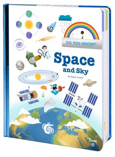 a book with an image of space and sky