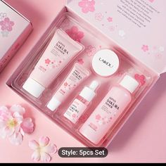 New 5pc Sakura Skincare Set. Cleanser, Toner , Serum, Eye Cream, Essence Cream Moisturizing Eye Cream, Japan Sakura, Cream Serum, Moisturizing Face Cream, Skincare Gift Set, Brighten Skin Tone, Skin Care Cream, Skin Care Kit, Skin Care Gifts